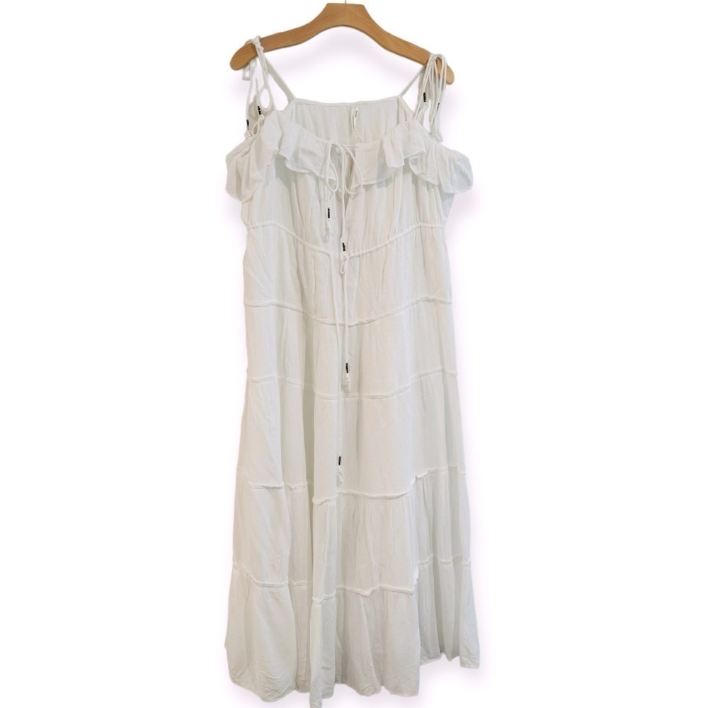 ANTHROPOLOGIE Tiered A Line White Sleeveless Dress Size M NEW - Picture 4 of 12